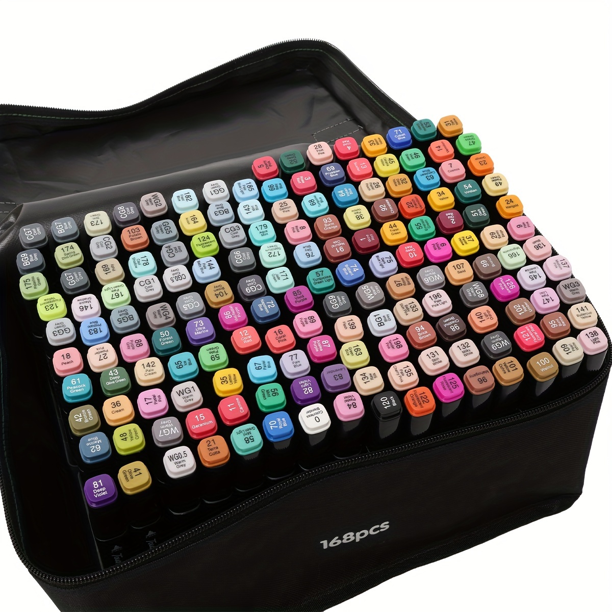 

168 Pcs/set Double-ended Marker, Non-toxic & Quick Drying Ink, With Colored-coded Caps And Portable Storage Case, Broad Tip And Fine Tip Dual Nibs Marker For Drawing, Sketching, Back To School Supplie