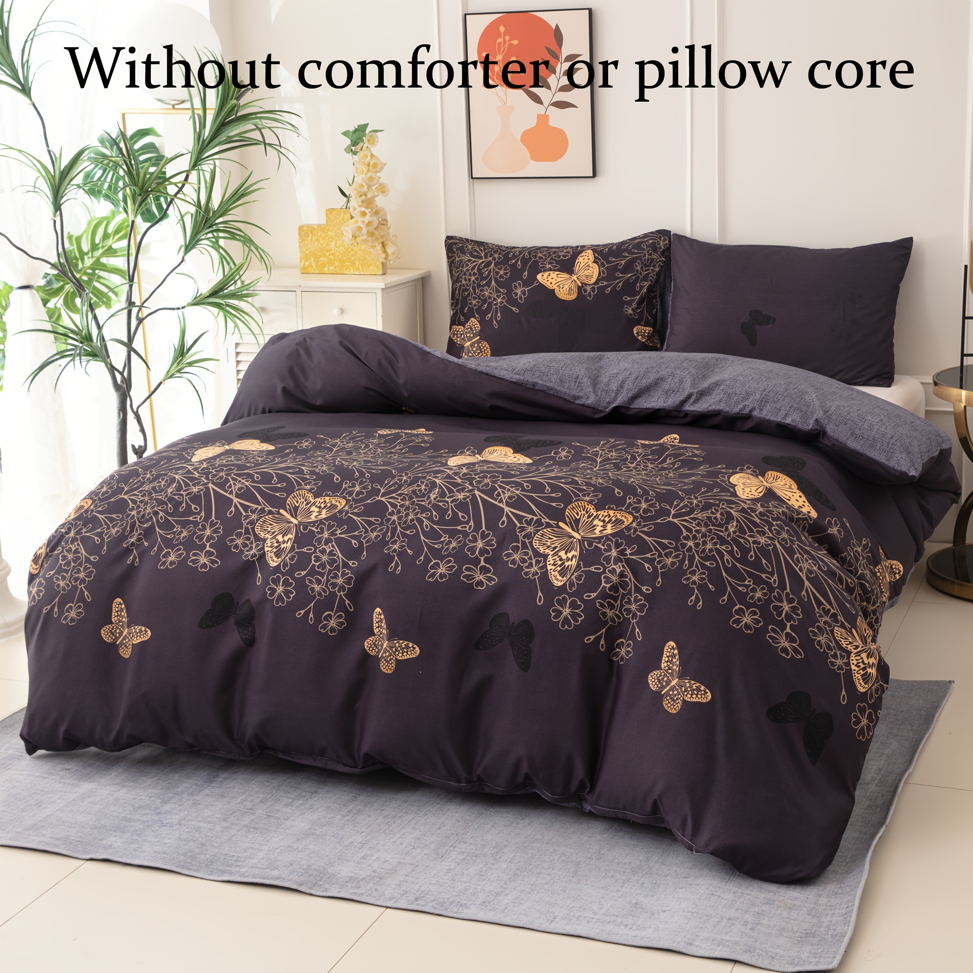 Polyester Fiber Printed Floral Bedding 3pcs Set, Comfortable Polyester Breathable Bedding Duvet Cover Set, Suitable For Bedroom And (bed Cover And Pillowcases