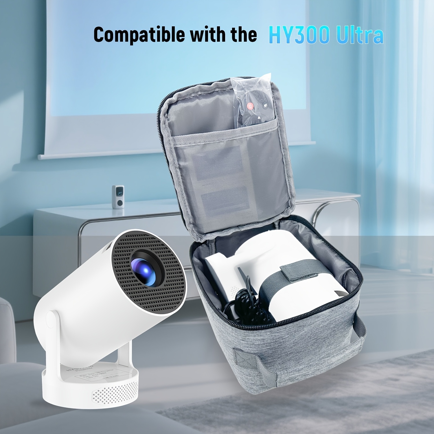 Projector Hard Case Shockproof Large Space Multifunction Hard EVA Carrying Case For HY300, HY300 Pro, HY320 With Velvet Interior - View #7
