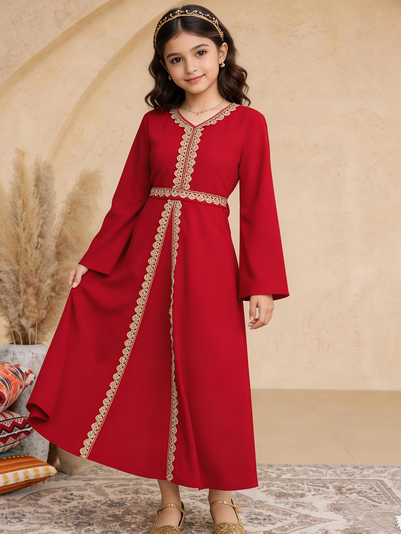 red casual mini dress Elegant Brown Floral Lace Long Sleeve Mini Dress with Open Back main image 0