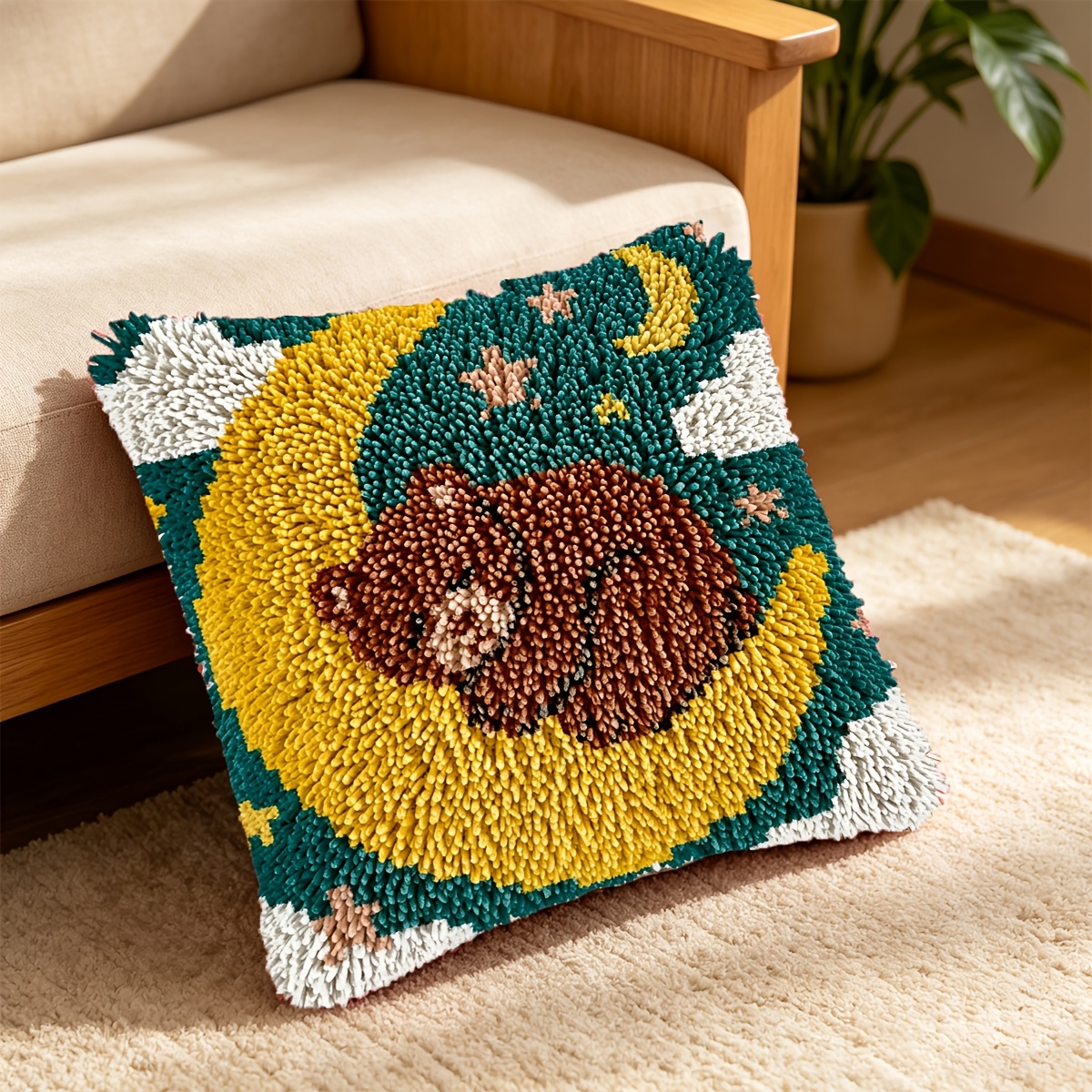 Crochet Hook Set Cute Bear Sleeping on The Moon