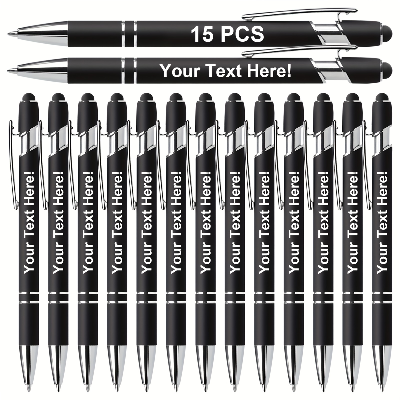 TEMU 15pz Penne a Personalizzate, Penne Personalizzate con Stilo, Penne Stampate Metalliche Personalizzate con , Leggere, Retrattili - Grandi Idee