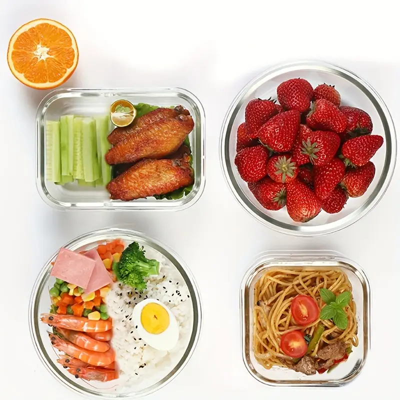 24pcs 12 lids 12 glass bowls glass meal preparation containers reusable and stackable food storage containers with lids that are leak proof for camping picnics schools offices and colleges kitchen storage boxes and kitchen accessories Product details 3