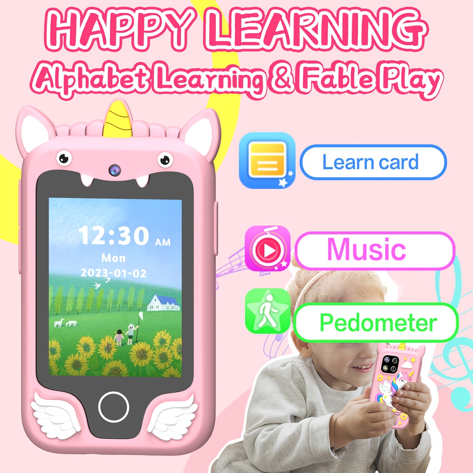 multifunctional s educational   phone with 20 learning games   video recording habit development   word cards 8gb memory usb charging rechargeable battery suitable   3 8 ideal for birthday festival christmas gift details 0