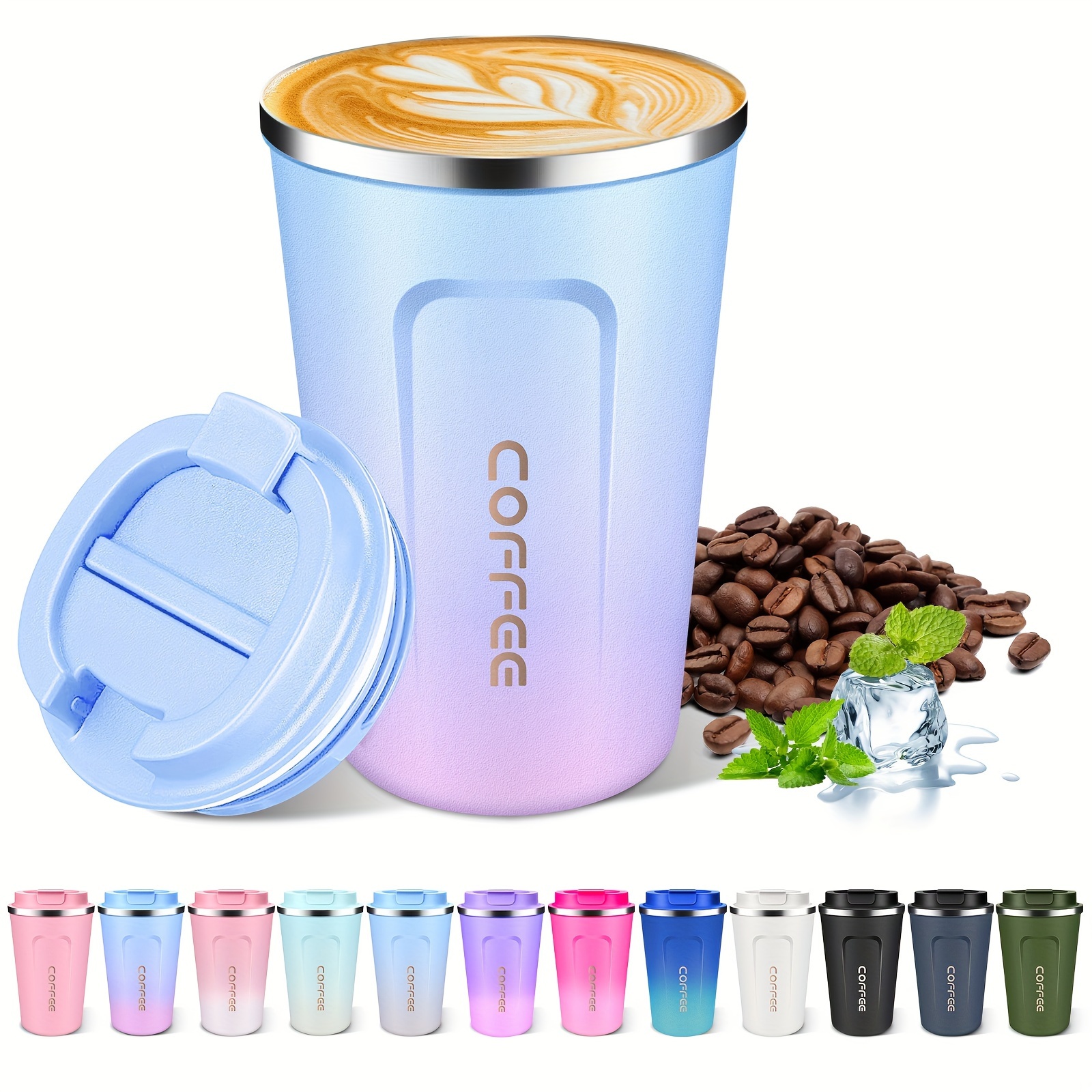 12/17Oz Travel Mug, Insulated Coffee Cup with Leakproof Lid, Travel Coffee  Mug Vacuum Stainless Steel Walled Reusable Coffee Cup for Hot And Cold  Water Coffee