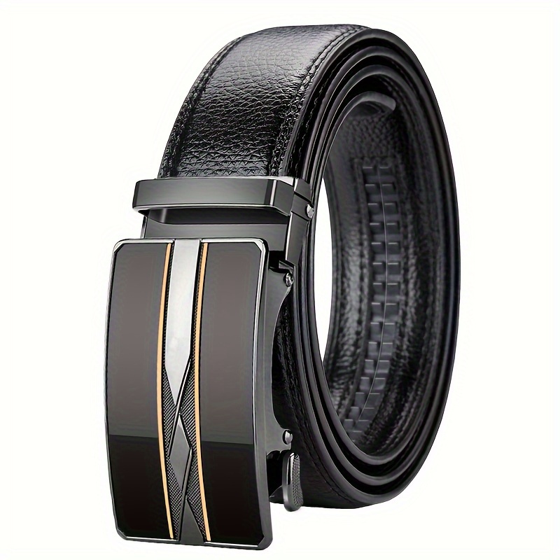 Oyifan Men' Leather Belt With Automatic Alloy , High-quality Two-layer Cowhide, Elegant , With Jeans And Casual Wear