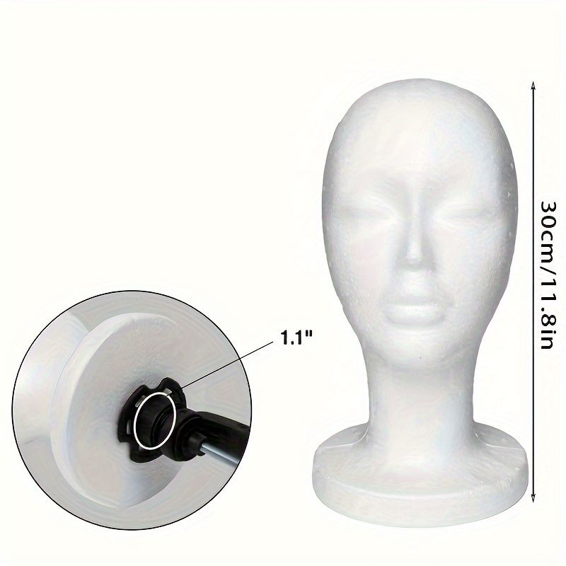 Présentoir Tête De Mannequin En Mousse - Hauteur 28 Cm - Blanc - Pour Perruques, Postiches - Neuf