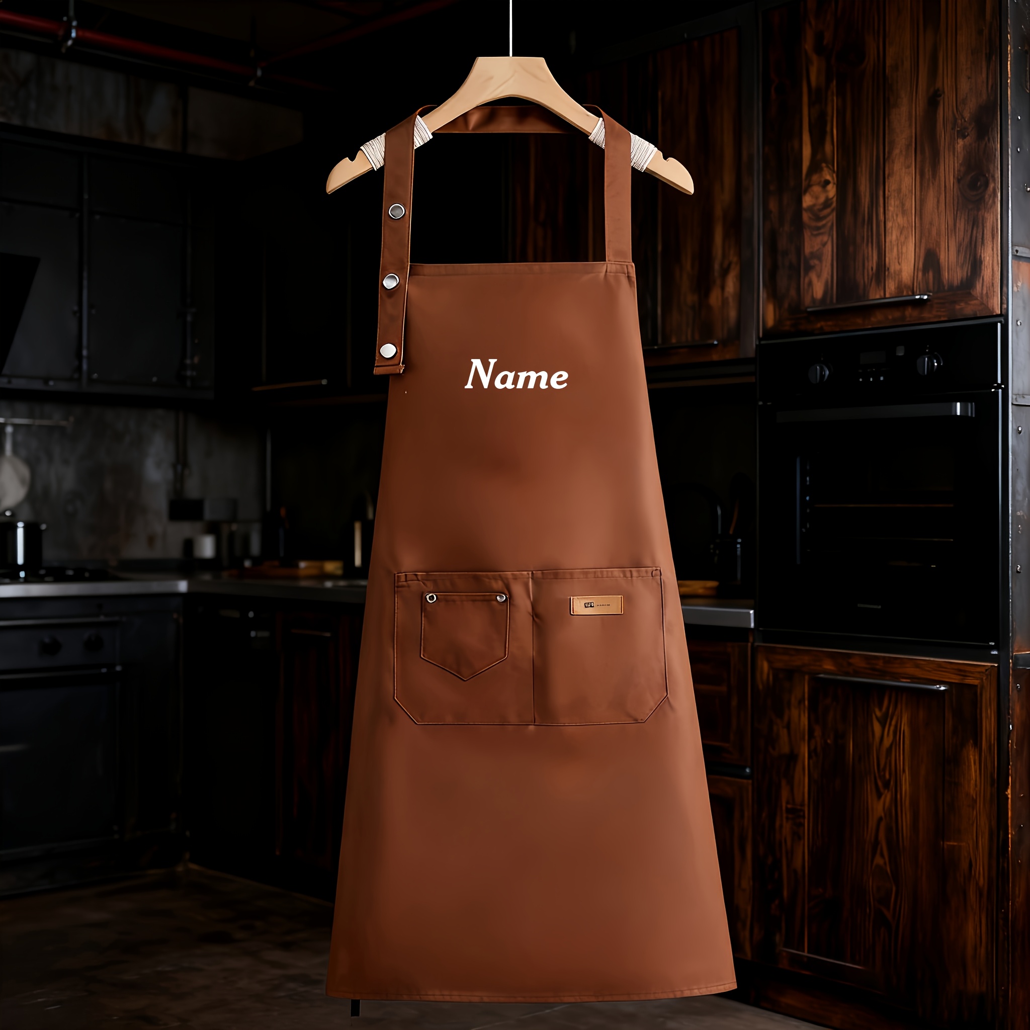 TEMU Customizable Names Or Words, Custom Name Aprons, Kitchen Aprons With Pockets, Adjustable Neck Straps For Men And Women, Personalized Aprons For