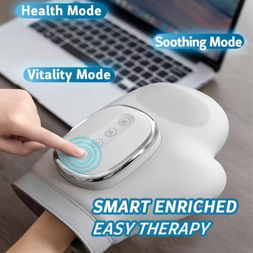 white portable wireless hand massager air compression heating 3 massage types 4 temp settings 5 ergonomic palm ideal holiday gift for christmas father s day mother s day thanksgiving elderly break relaxation