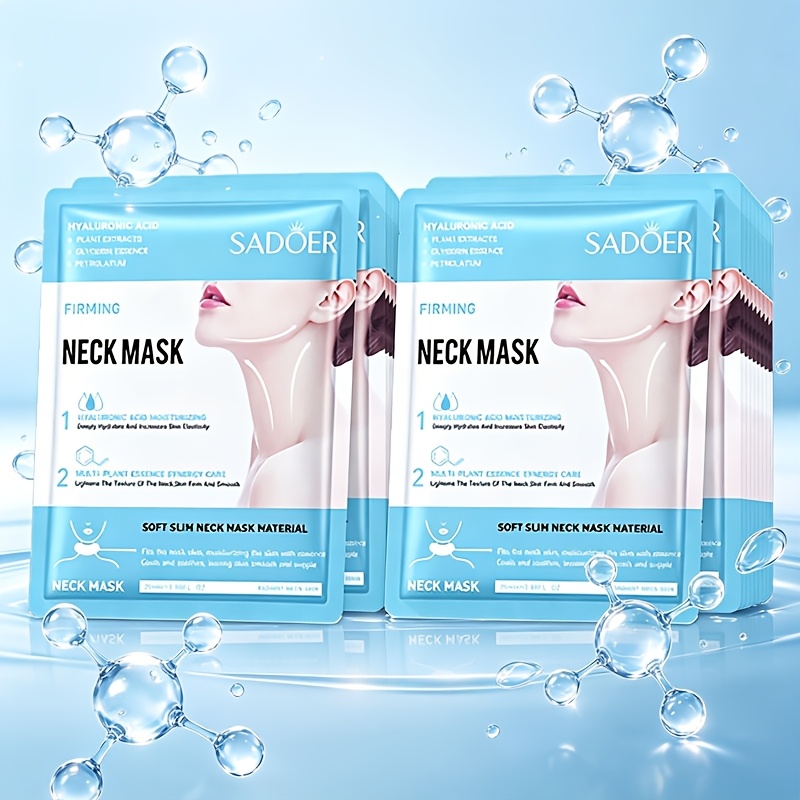 TEMU Sadoer Hyaluronic Acid Neck Mask Set 20pcs, Moisturizing Hydrating Nourishing Neck Skin Care Mask, Firming Neck For Dry Skin, Gift For Women