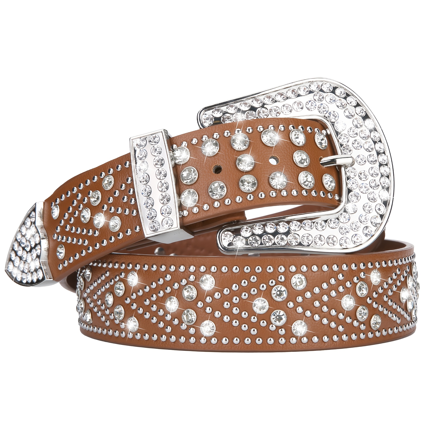 studded belt metal bling y2k western style - Temu display picture 1