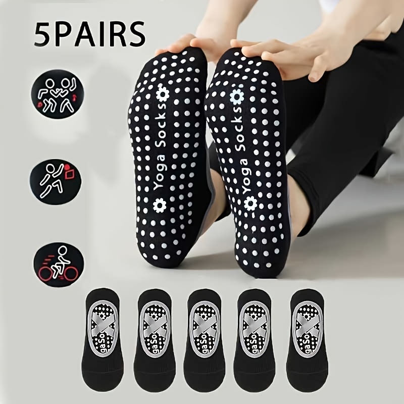 TEMU Paire de 5 Chaussettes de Sport Professionnelles pour Femmes avec Grip -Dérapant en pour Danse et Yoga