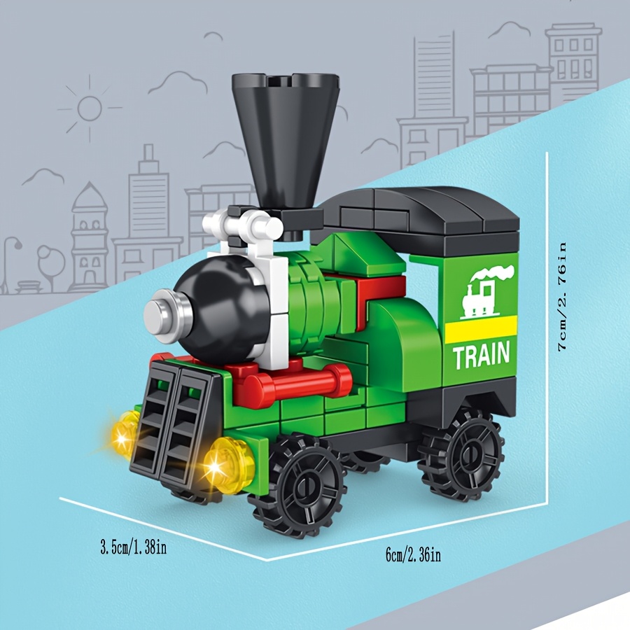 8pcs City Mini Building Blocks Set w/ Urban Landscape Vehicles