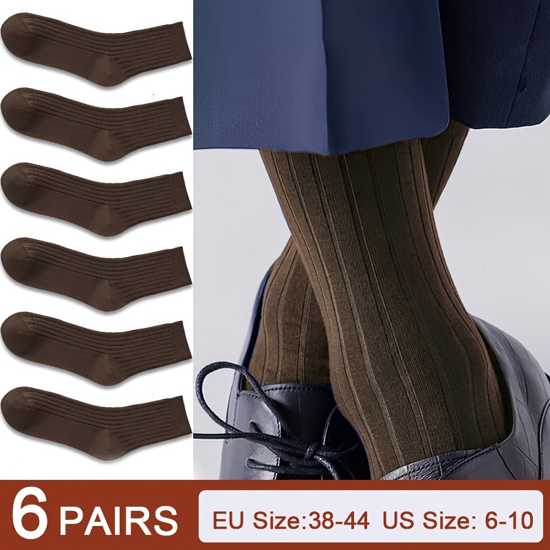 E-shop 6 Paar Herren Anzugssocken - Weich, schweißableitend, atmungsaktives Strickgewebe, Unifarben (Schwarz, Marineblau, Dunkelgrau) - Geeignet für