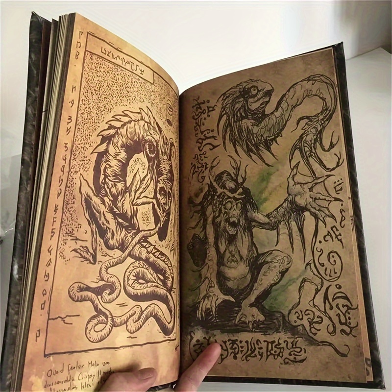 

Vintage Necronomicon Art Book – With Faux Leather Cover, 25-page Handcrafted Collectible For Altar Use And Home Decor