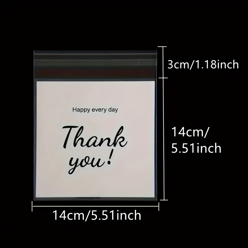 TEMU 300 Self-adhesive Plastic Bags With "thank You" Printing, Used For Jewelry Packaging, Gift Bags, Opp Transparent Bag Supply, No Power Required
