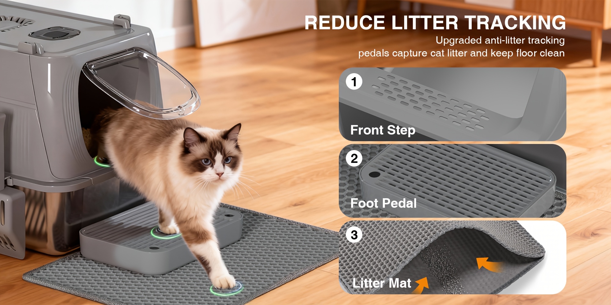 CITYLIFE Oversized Stainless Steel Cat Litter Box, Completely Covered Cat Litter Box with a Lid, Collapsible Anti-Splash Cat Litter Box Featuring a Front Flap Door, Indoor Cat Toilet, Superior Odor Control Pet Toilet