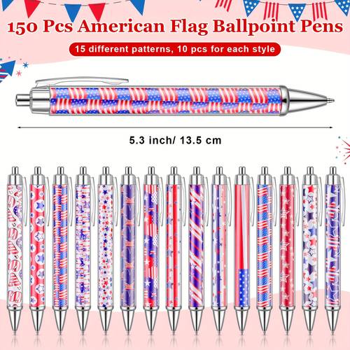 150pcs ballpoint pens bulk holiday novelty pens 0 5mm retractable black ink decorative pens for office party favor supplies women gift patriotic
