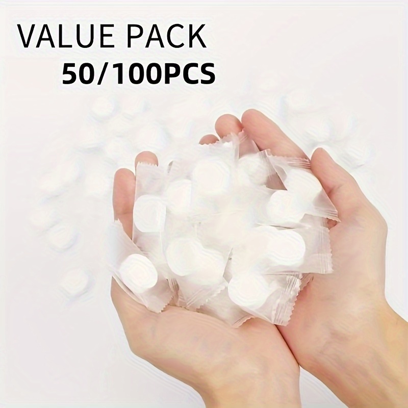 

50/100pcs Compressed Towel, Transparent Packaging Cotton Face Towel, Portable Travel Compressed Towel