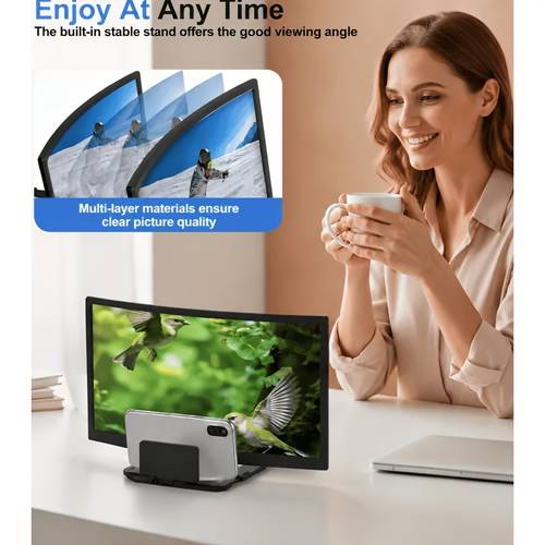 12 inch 3d mobile phone screen magnifier ultra hd screen magnifier phone stand anti glare and blue light protection viewing experience portable movie video and game amplifier display accessories perfect gift for christmas new years