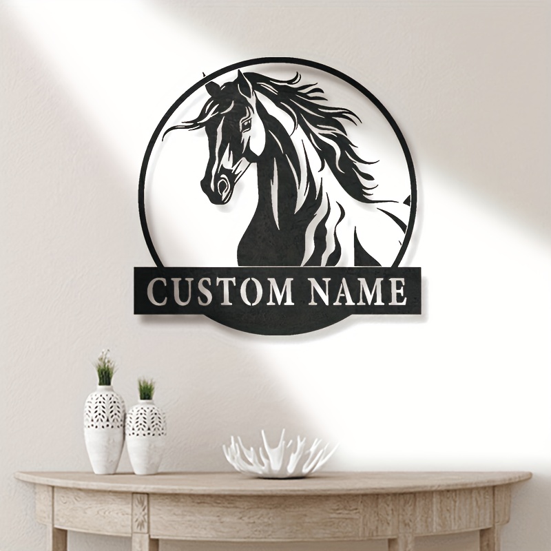 

Customizable English Content Elegant Horse Metal Wall Art Decoration Personalized Letters Elegant Outdoor Metal Hanging Ornament Metal Sign