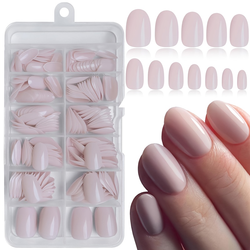 TEMU 120pcs Glossy Dusty On Nails - Short Oval Fake Nails With Glossy Finish, Easy Application & Long-lasting Wear - For Everyday, Parties, Gifts -