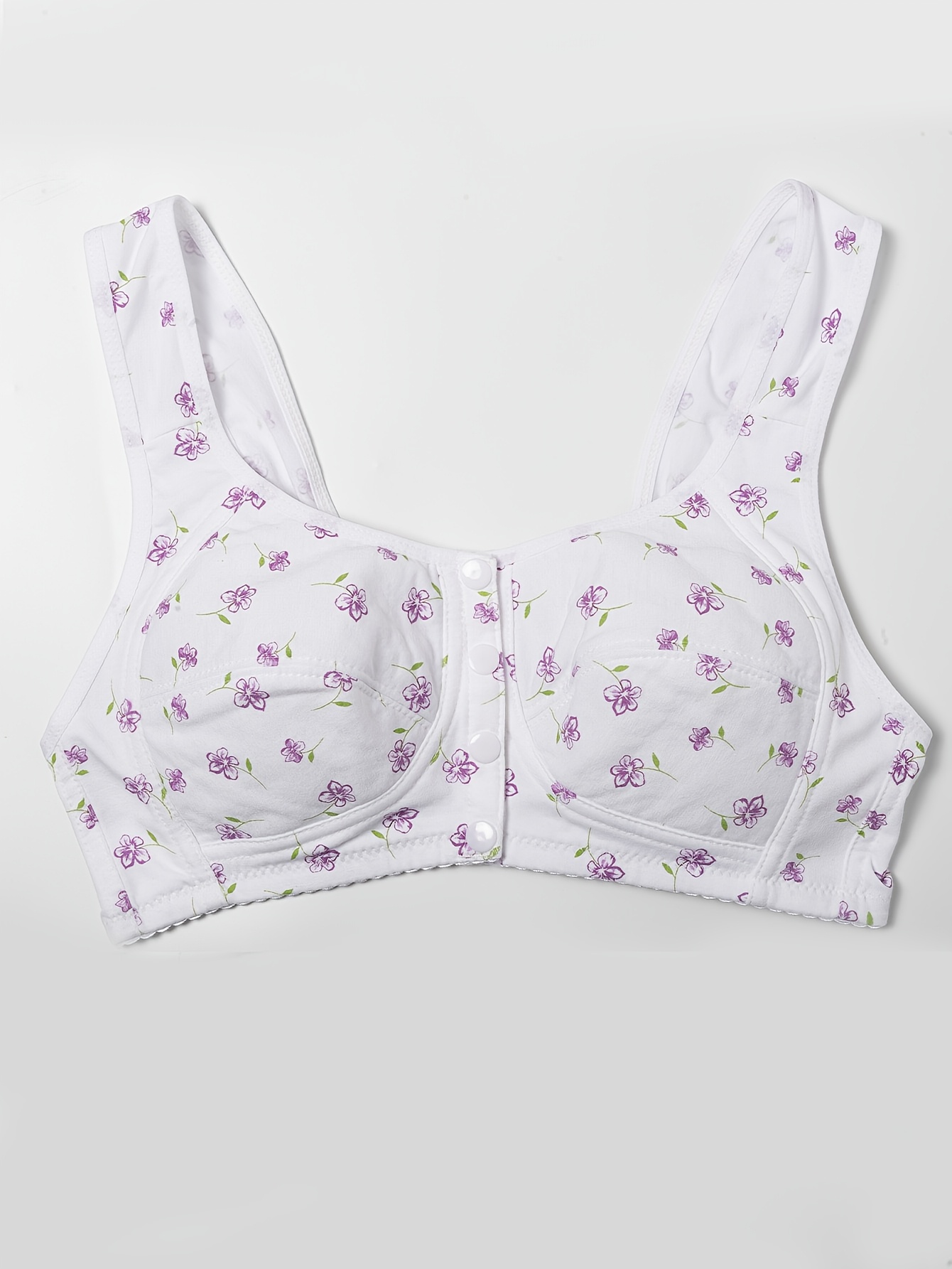 Women's large size four seasons random print vest underwear, soft, comfortable and breathable front button underwear