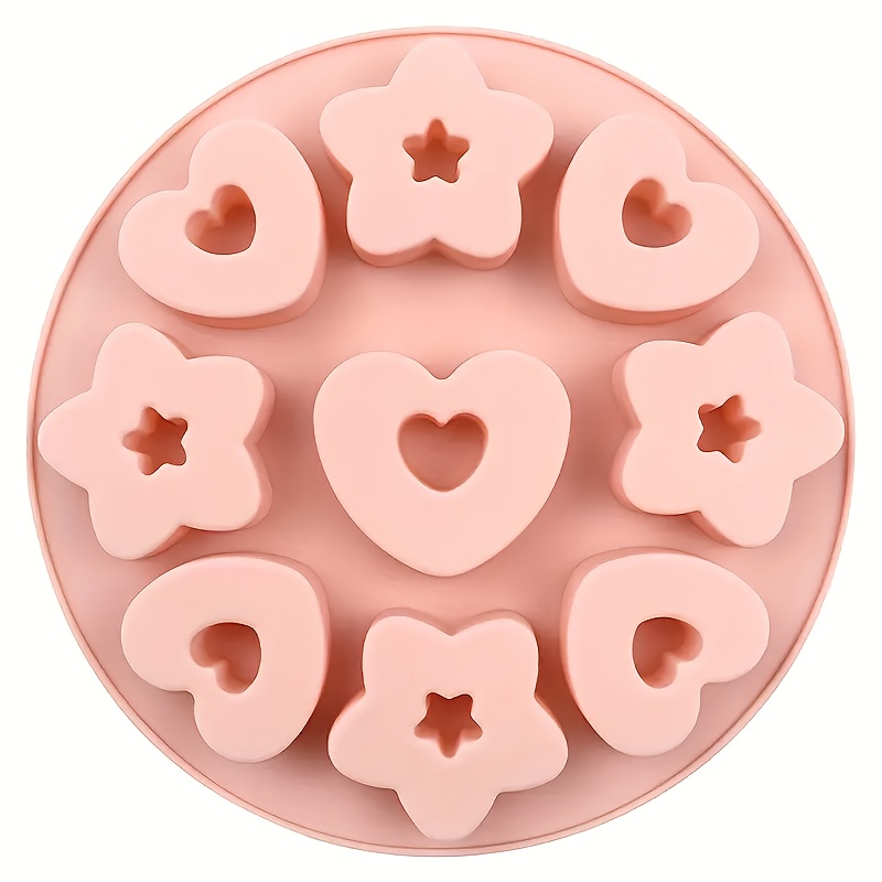 Image of Baby- Silicone Cake Mold For Baking - 9- Heart & Star Cookie Shapes (5-point Star & Round Hearts) - Non-toxic Diy Pastry For Cakes, Cupcakes, Baby Showers - Food-grade Silicone - Up To 428°f (220°c
