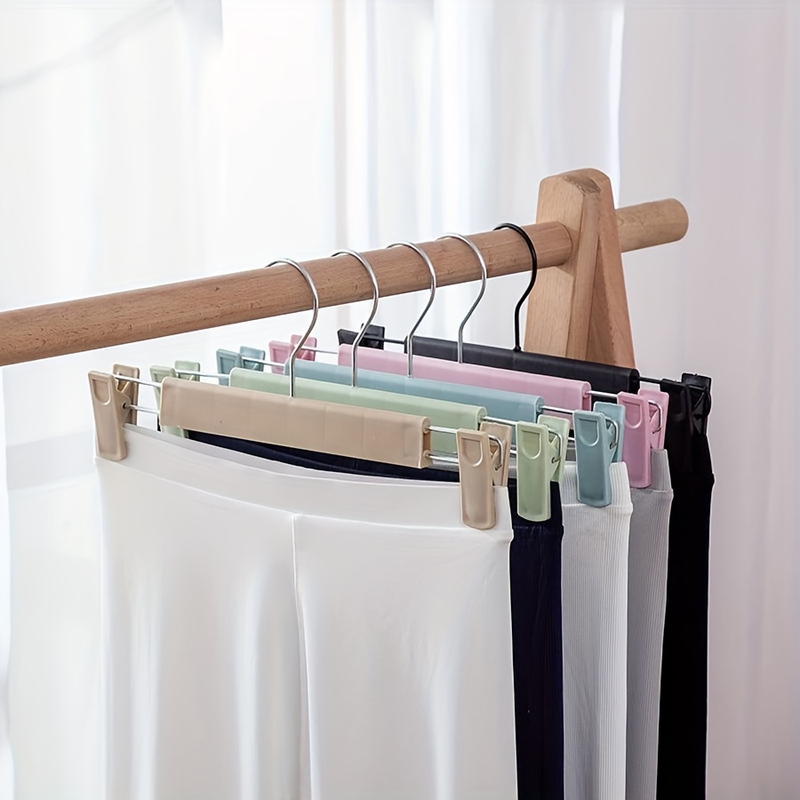 

5-pack Non-slip Plastic Pants Hangers - Durable Clothes Rack For Skirts, Underwear & More - Space-saving Wardrobe Organizer