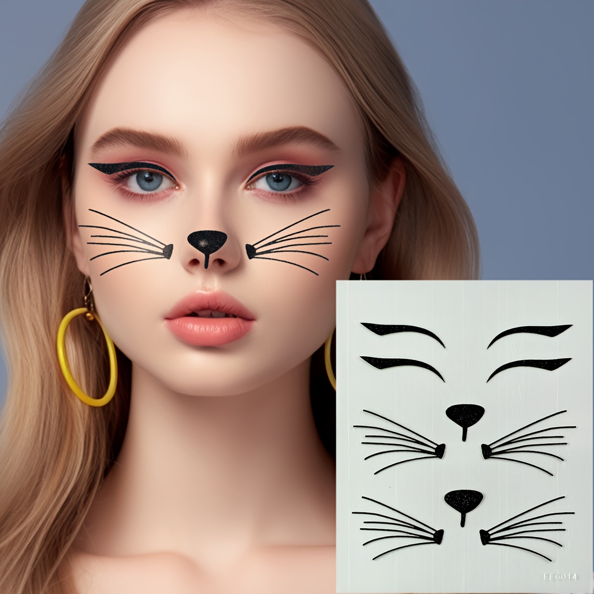 

1 Sheet Cat Face Stickers Self-adhesive Face Makeup For Party Decorations, Carnival/mardi Gras/masquerade