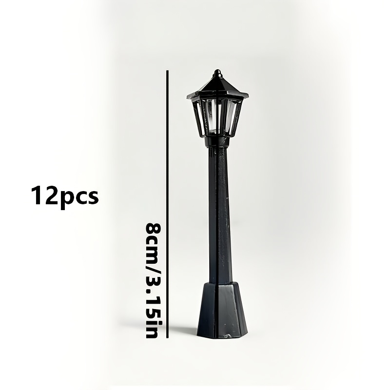 Image of 12pcs Home Decor Street Lamp Ornaments, Festive Party Tabletop Miniatures, Party Table Centerpiece, Unpowered, For Christmas, Halloween