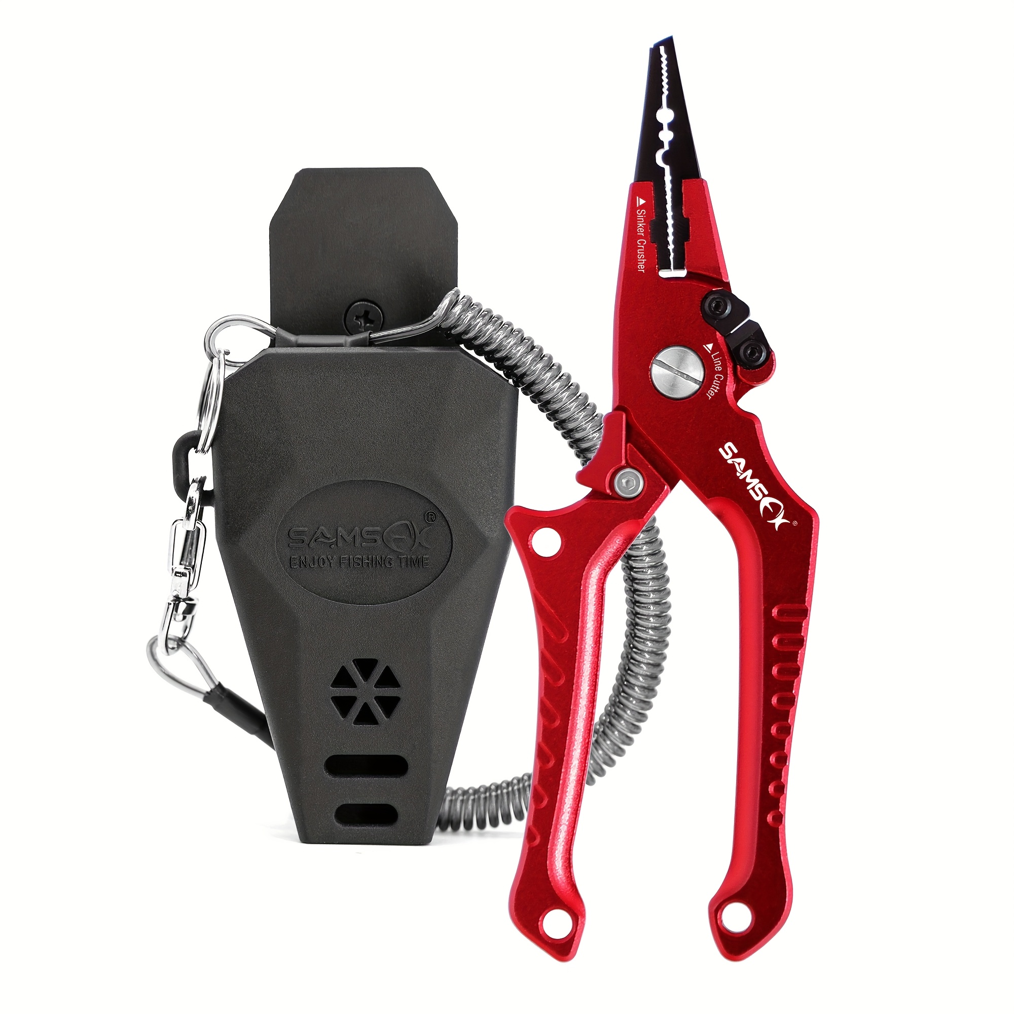 TEMU 7.5-inch Aluminum Alloy Fishing Pliers With Sheath And Lanyard, Safety Lock Design, Fishing Gear With Braided Line Cutter, Hook Remover, Fishing