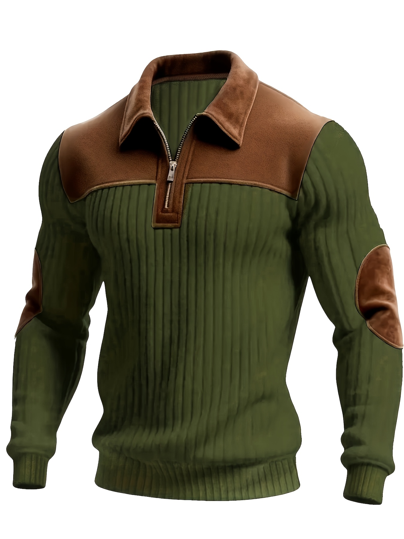 photo de l'article   à manches longues en   jacquard pour homme,   cadeau noël, épais, rayé contrasté, décontracté, col  , pull zippé, haut henley automne hiver