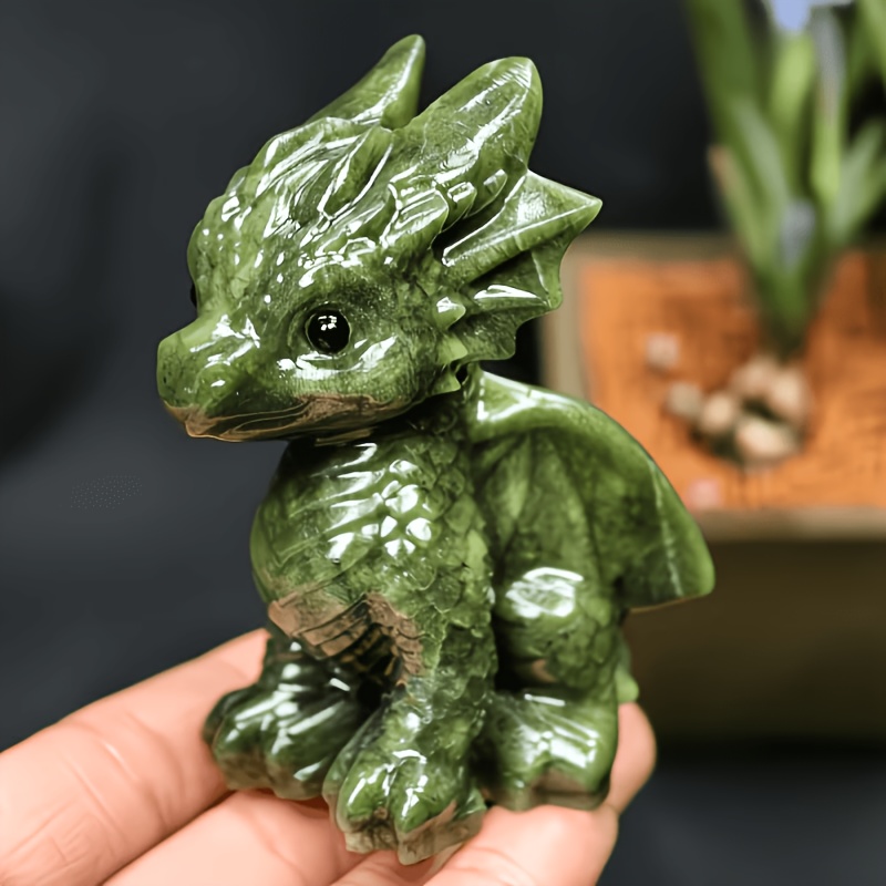 TEMU Une petite figurine de dragon volant en naturelle, dragon ailé en cristal sculpté à , article de décoration intérieure, cadeau de festival,