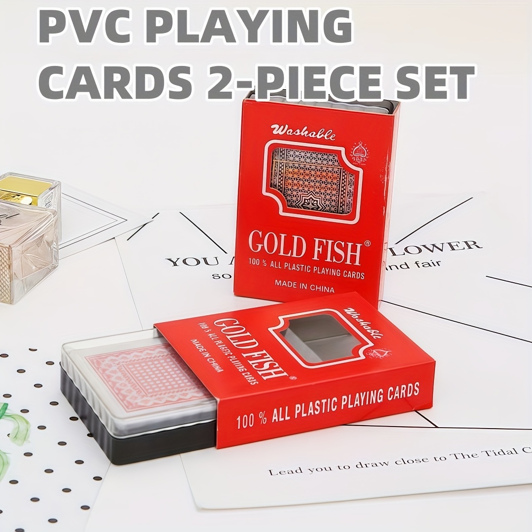 TEMU 2pcs Set Of Thickened Pvc Plastic Playing Cards, Frosted, Anti-bending, Washable, Durable, Flying Cards, High-end And Card Rooms, And