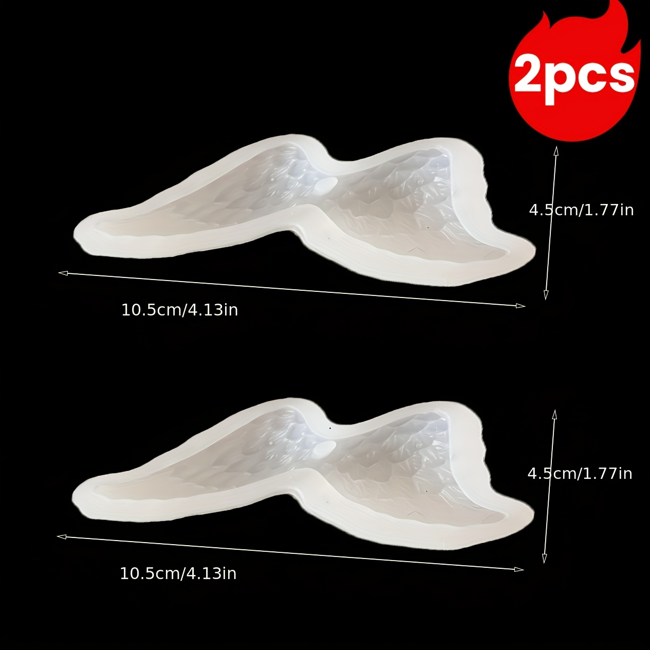 Image of 2pcs Wing Silicone Mold Suitable For Diy - Flexible Wing Shape Mold For Wax, Resin, Plaster Crafts | Durable Wing Template For Candle Making, Soap Molds, Wax Figures & Costume ( For Skin)