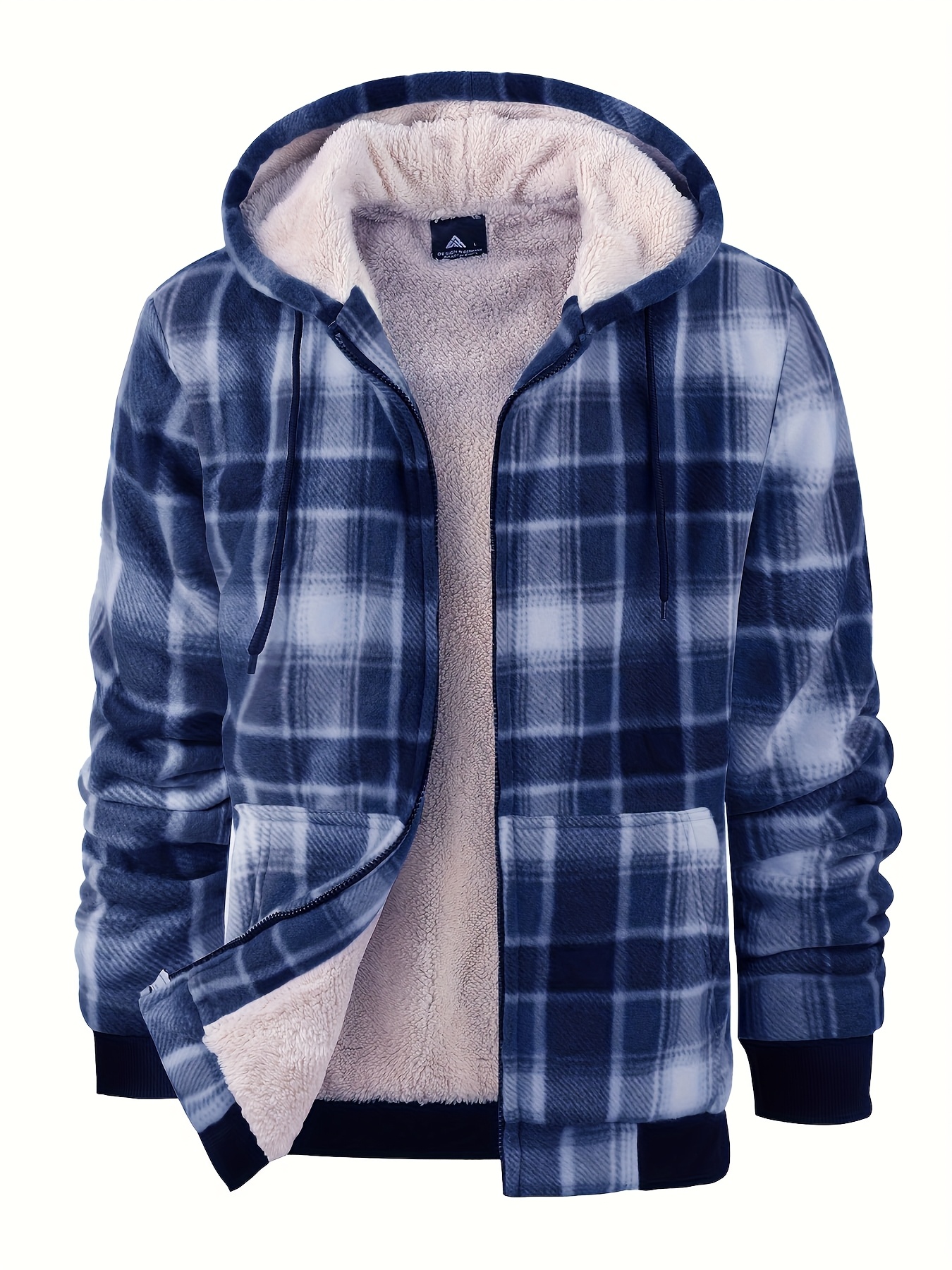 Men'S Heavyweight Fleece Hooded Jackets Thick Sherpa Lined Flannel Plaid Shirt with Full Zip 9 Men'S Heavyweight Fleece Hooded Jackets Thick Sherpa Lined Flannel Plaid Shirt with Full Zip - Image 9