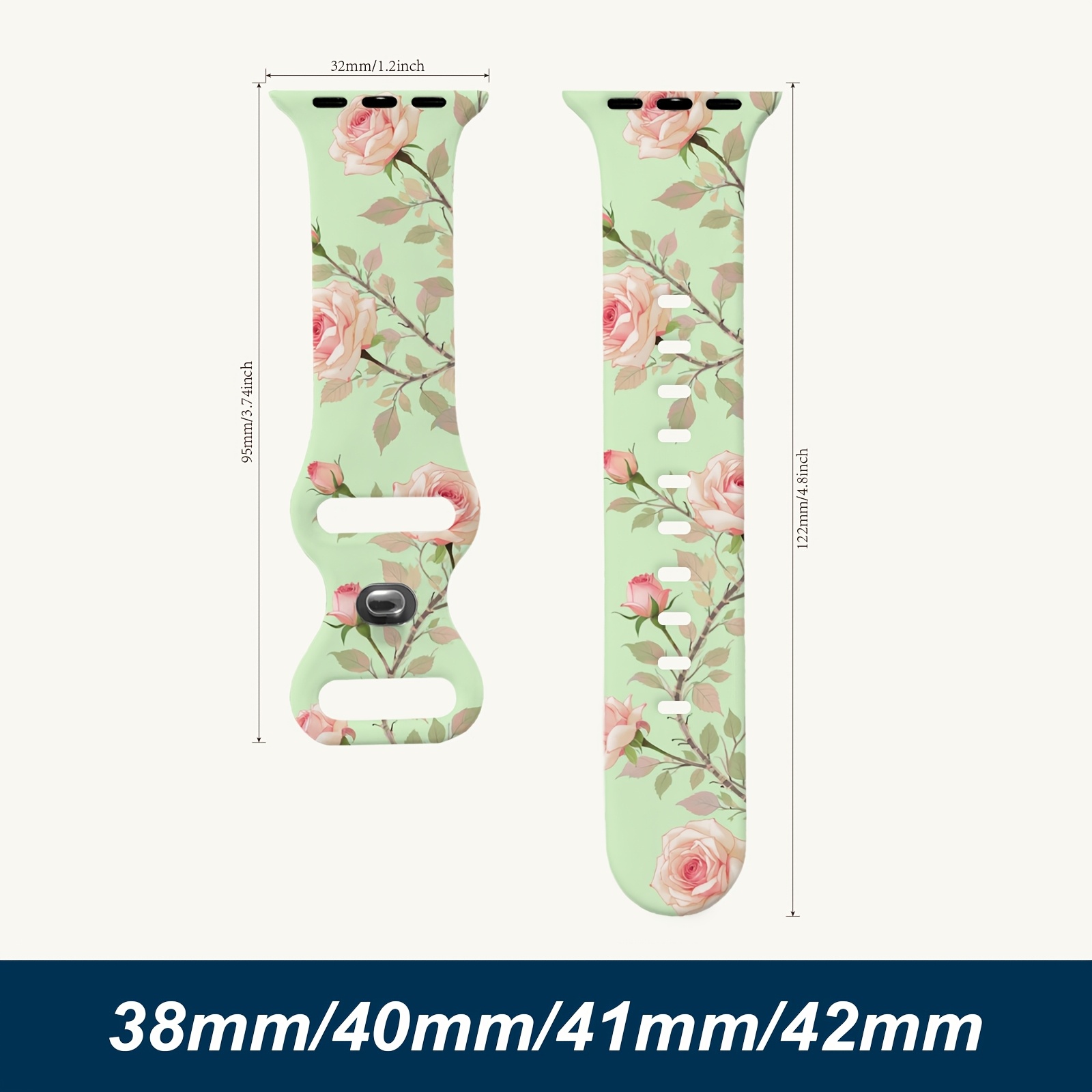 TEMU For Watch Series 5/6/7/8/9/10 Silicone Strap | Floral Pattern, Quick Release Magnetic Closure, Breathable, , Suitable For Sports, Outdoor