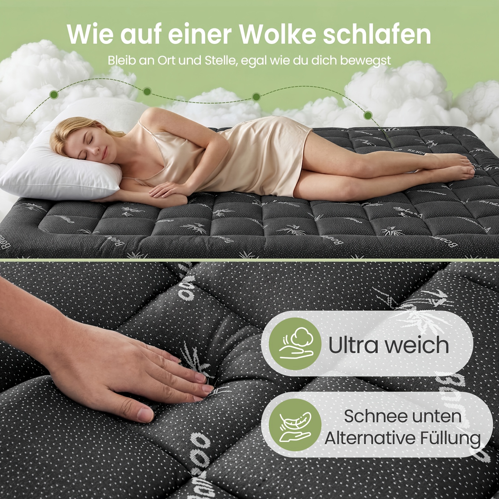 Image of High-quality 1000gsm Thick Mattress Protector, Machine Washable, Soft Breathable Mattress Topper For Single And Double Beds, For Bedroom, , Hotel, Rv