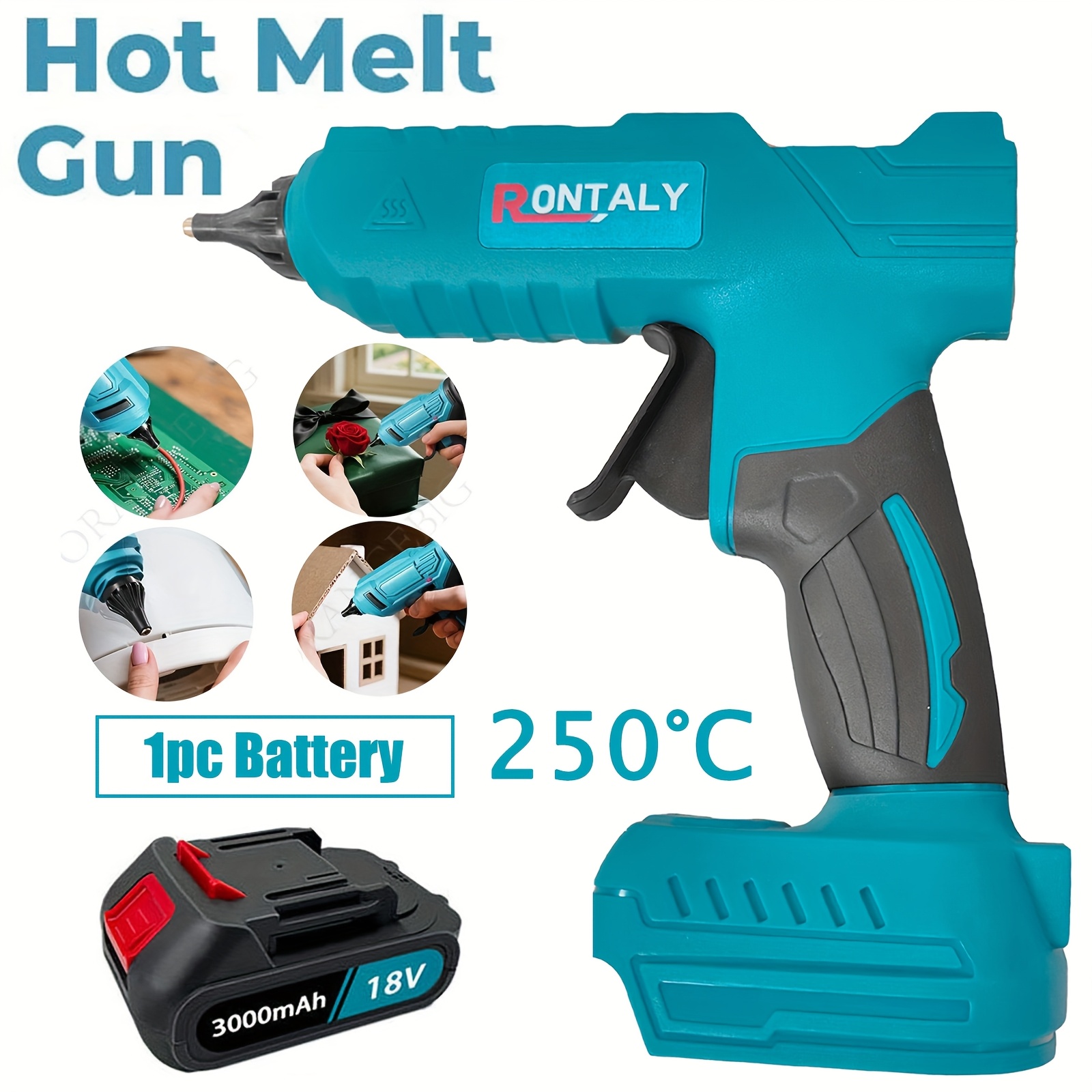 Image of 100w Cordless Electric Hot Melt Glue Gun With 10pcs Additions & 3000mah Battery + Charger Fit For Makita 18v, Lightweight And Hot Glue Quickly Use For & Arts & Crafts