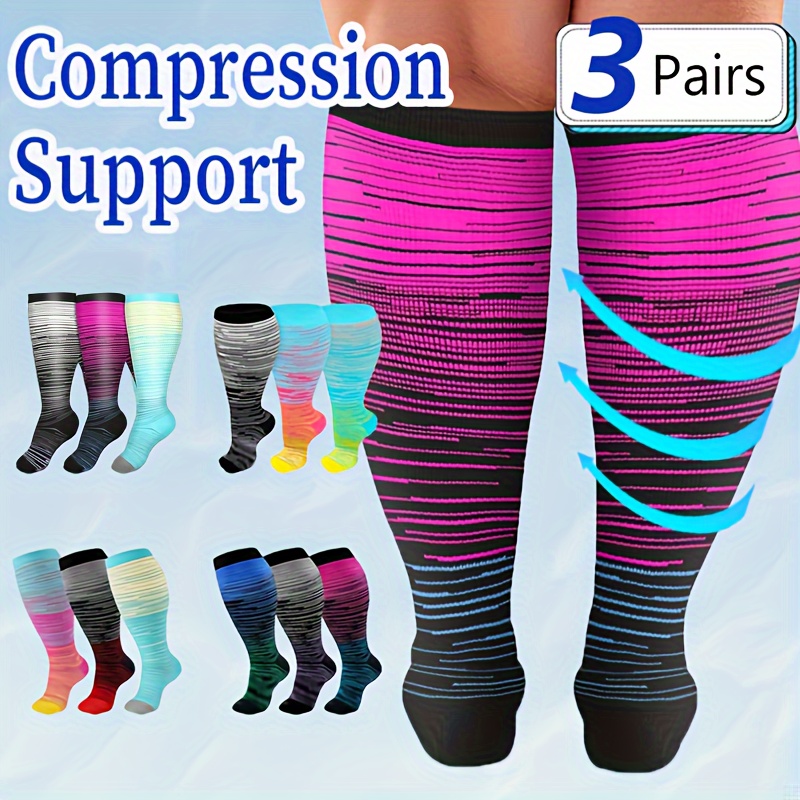 Thigh High Compression Stockings, Open Toe, Pair, Firm Support 20-30mmHg  Gradient Compression Socks with Silicone Band, Unisex, Opaque, Best for