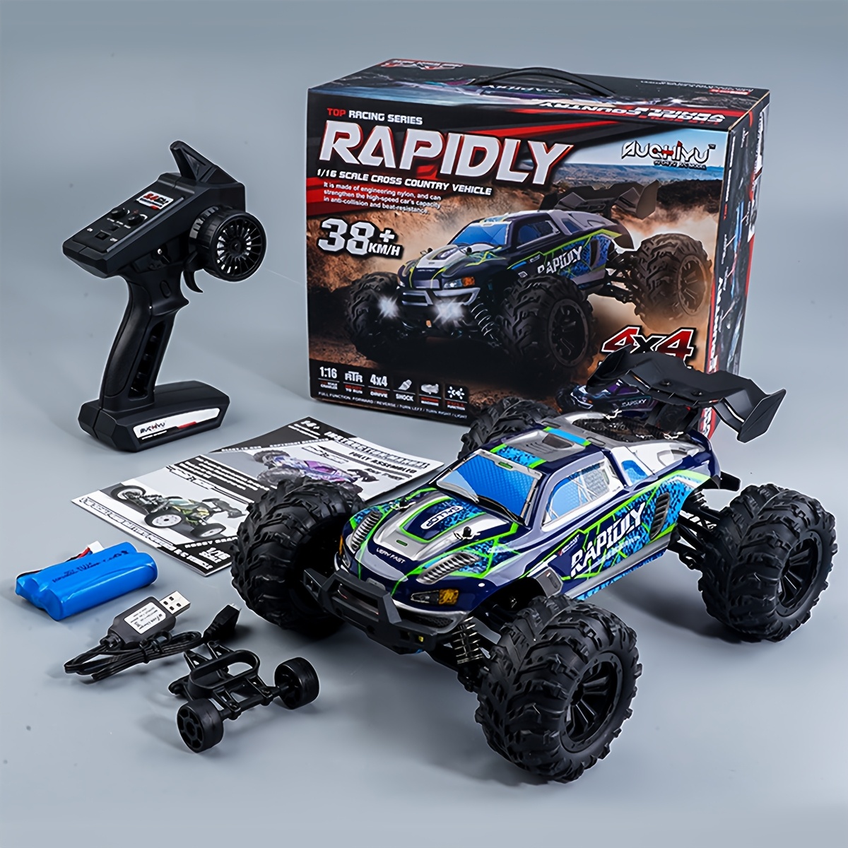 Brushless high-speed off-road vehicle, 70KM/ H, carbon brush motor 40KM/ H, 1:16 high-speed off-road vehicle, suitable as a Christmas birthday gift