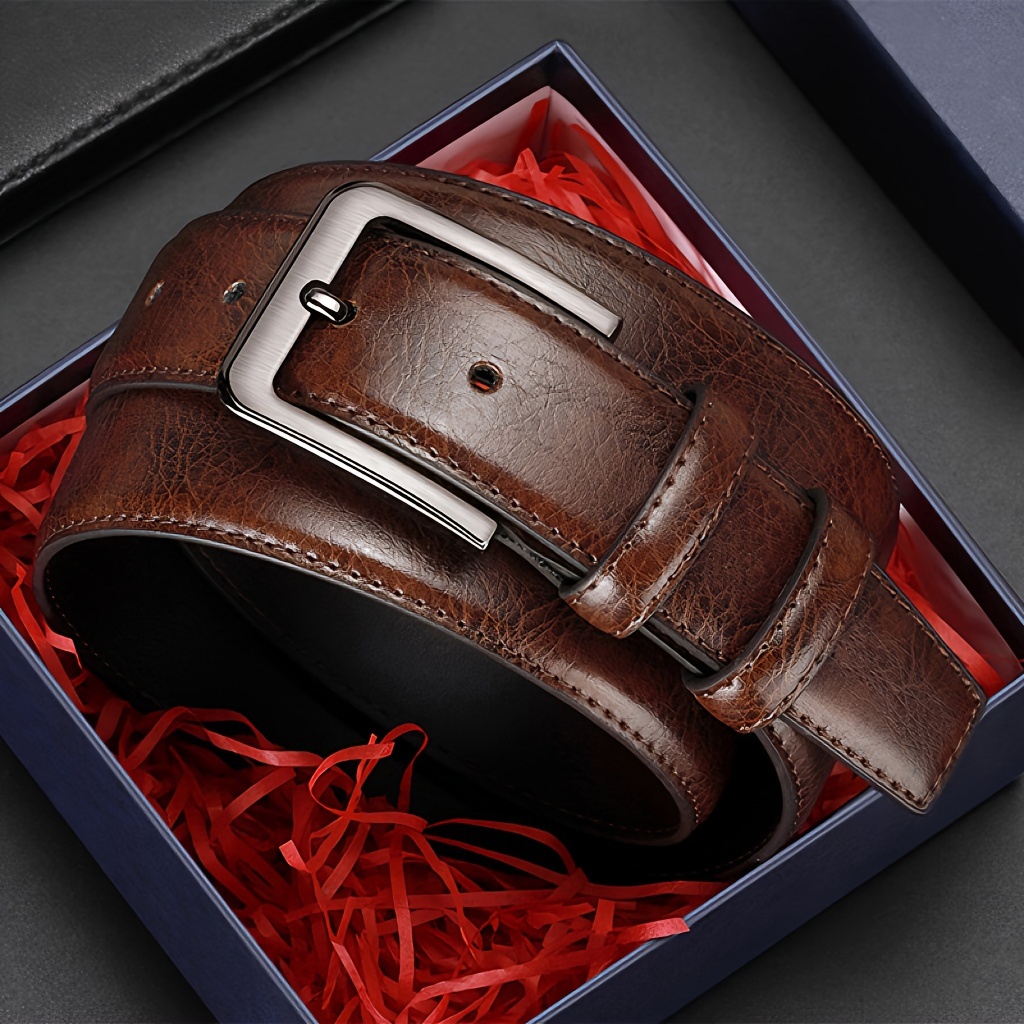 

Men's Genuine Leather Pin Buckle Belt, Business Jeans Belt