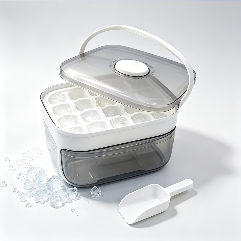 TEMU Food-grade Push-button Ice Cube Tray With Leak-proof Lid, Large-capacity Ice Storage Box - Cute 3d Ice Cubes, Stackable, Portable, And Space-