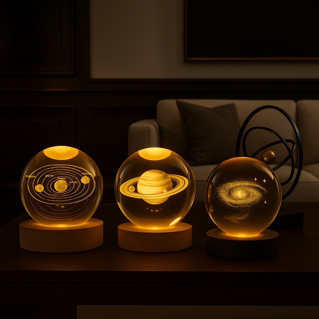 A Delightful Galaxy Crystal Ball Night Lamp Featuring a Warm LED Base, Powered by USB. This High-Quality Space-Themed Decor Is Perfect for Astronomy Lovers And Makes an Excellent Gift for Valentine'S Day, Christmas