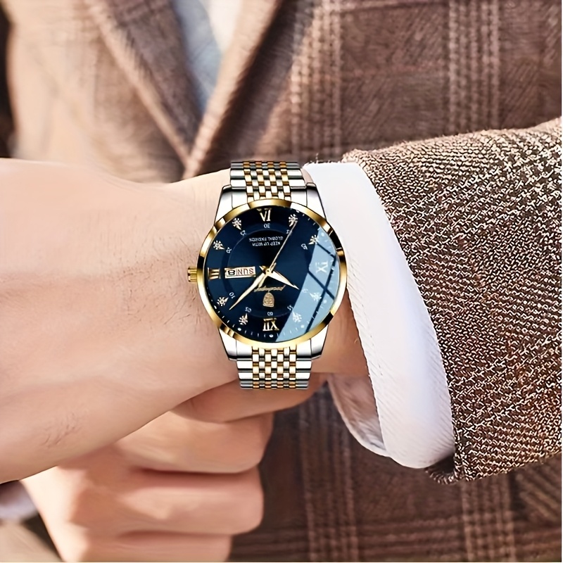 mens luxury casual waterproof luminous calendar round pointer quartz watch Product details 0