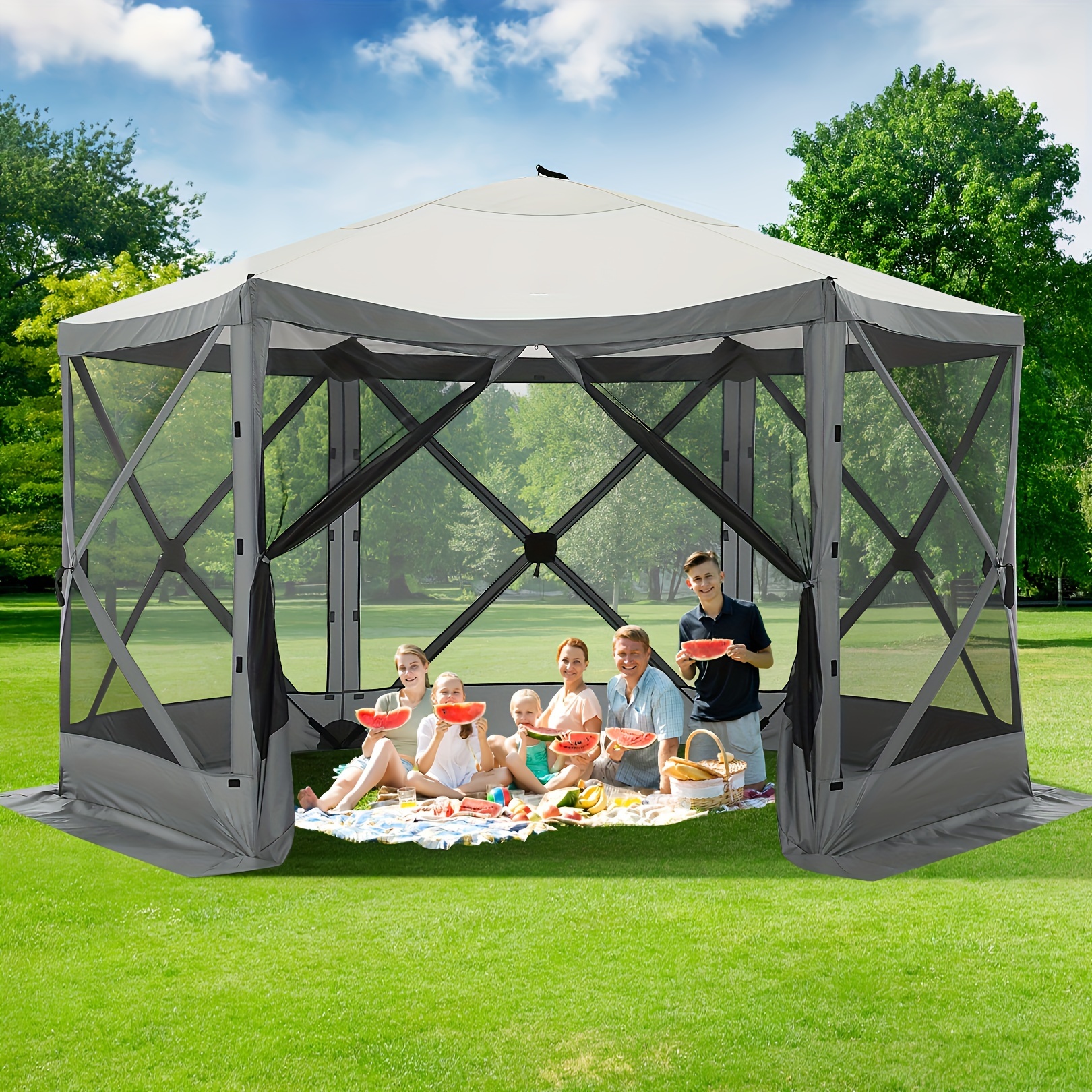 

Tooluck 12 X 12 Ft Pop Up , Camping , Shelter Ten Portable 8 Personl, Screen Tent For Camping And Backyard Activities