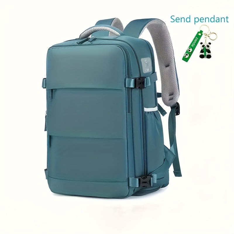 TEMU A Multifunctional Travel Backpack Designed For Airplanes, Meeting Airline Size , With A Cute Keychain, Features A Laptop Compartment, Multiple