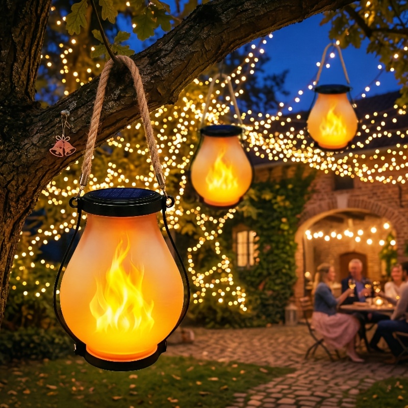 Solar Lanterns Outdoor with Realistic Flickering Flame