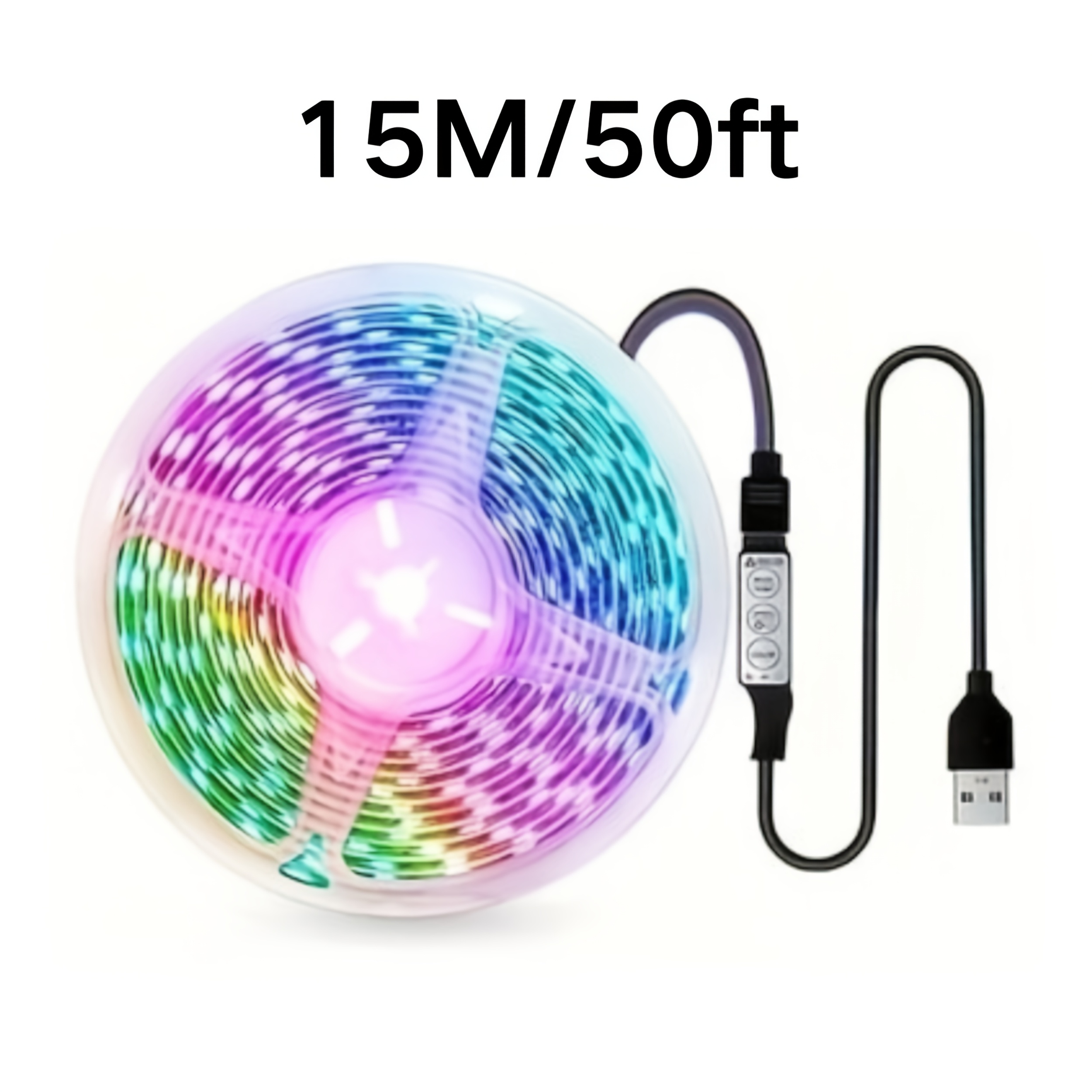 TEMU Rgb Led Light Strip - Usb Powered, 3-key Color Changing, Light Strip For Kitchen, Party, Bedroom Decoration, No Batteries Required, Led Lights